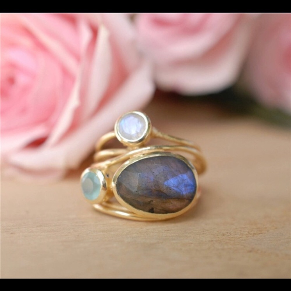 GOLD WIRE WRAPPED Color Changing GEMSTONE RING
